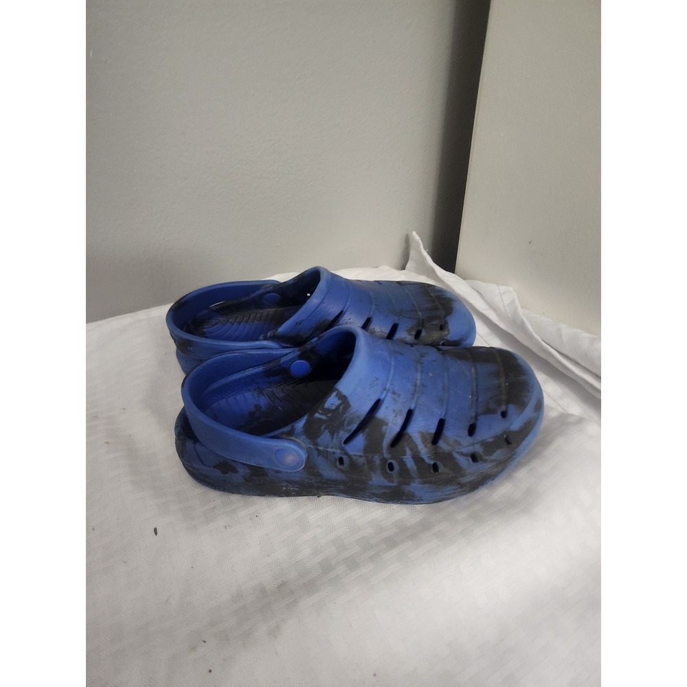 Rugged Shark Boys Blue Black Marbled Clog Shoes Size 1 Slip On Water Sandals